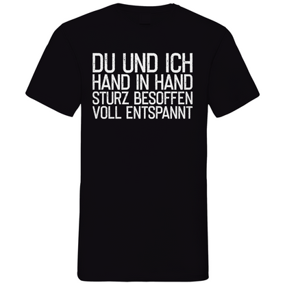 Du und ich Hand in Hand - Herren V-Neck Shirt Black