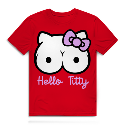 Hello Kitty Titty - Herren Premium Bio T-Shirt Red
