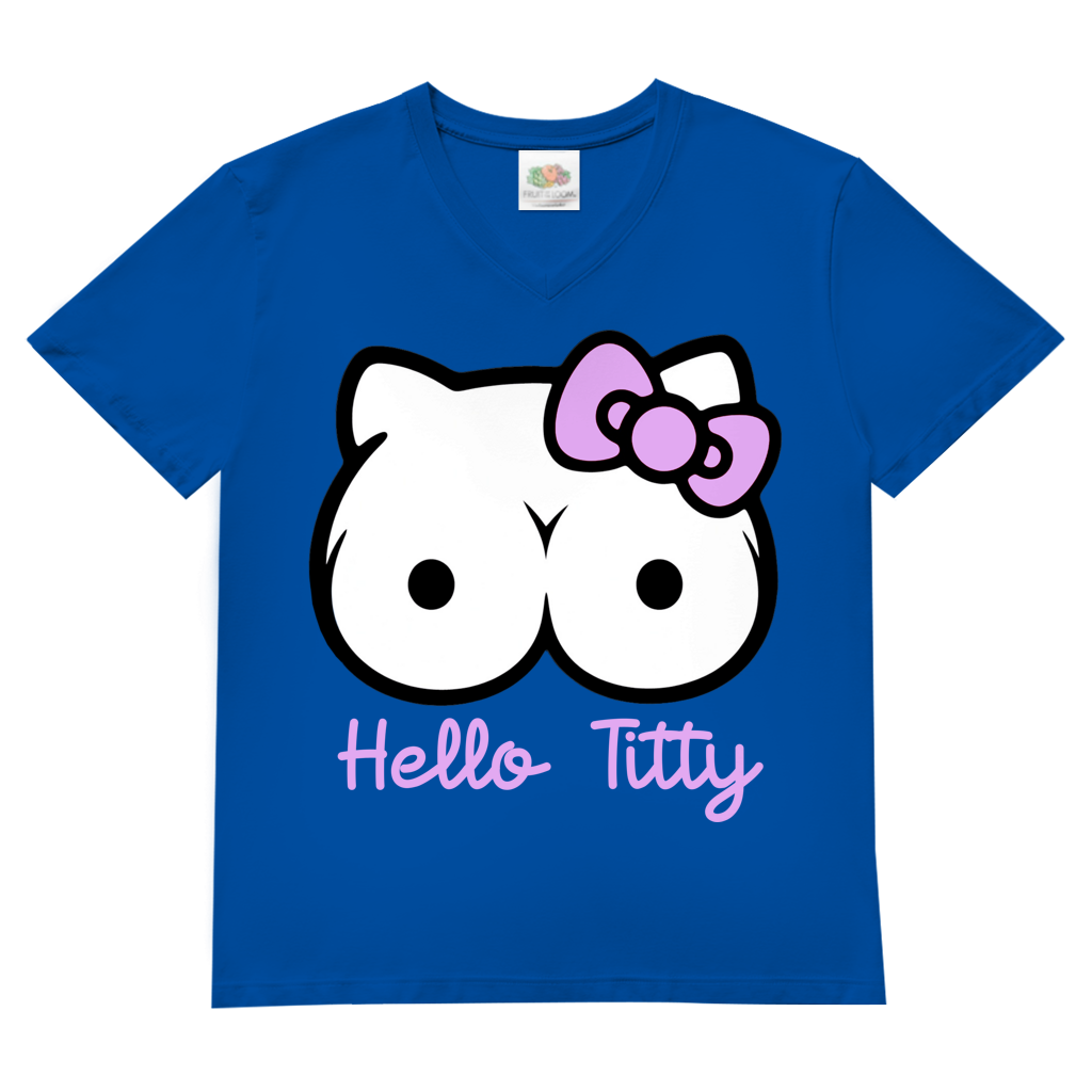 Hello Kitty Titty - Herren V-Neck T-Shirt Royal Blue