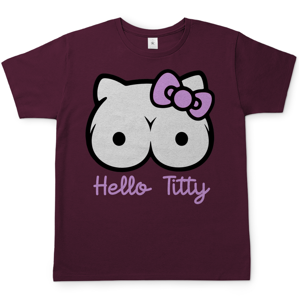 Hello Kitty Titty - Herren T-Shirt Burgundy