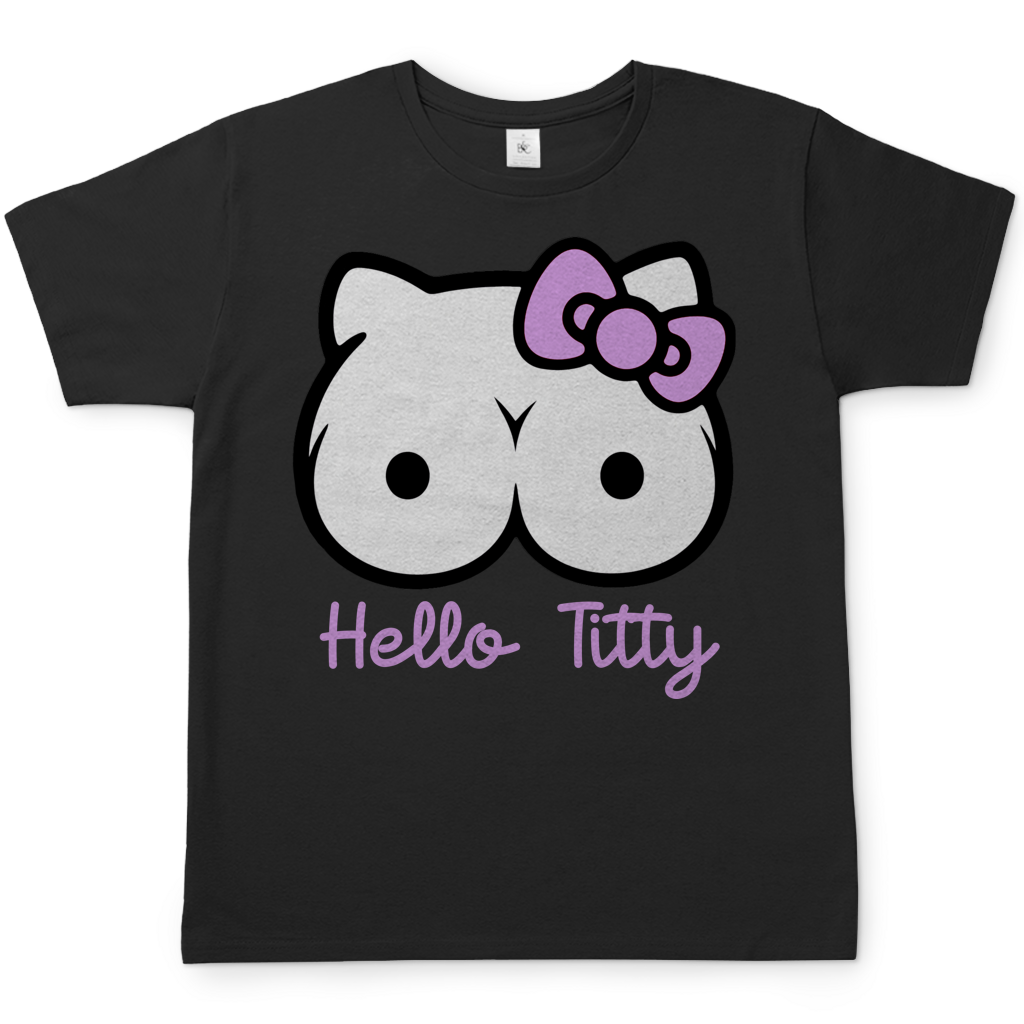 Hello Kitty Titty - Herren T-Shirt Black
