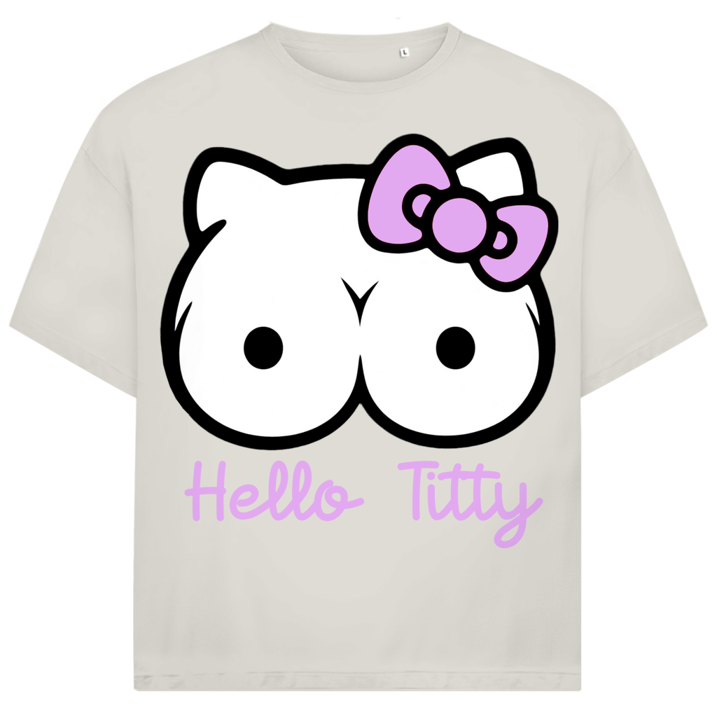 Hello Kitty Titty - Jack and Jones Oversize T-Shirt Egret