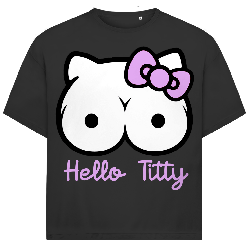 Hello Kitty Titty - Jack and Jones Oversize T-Shirt Black