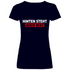 Hinten steht auch wat - Beidseitiger Druck - V-Neck Damenshirt Deep Navy