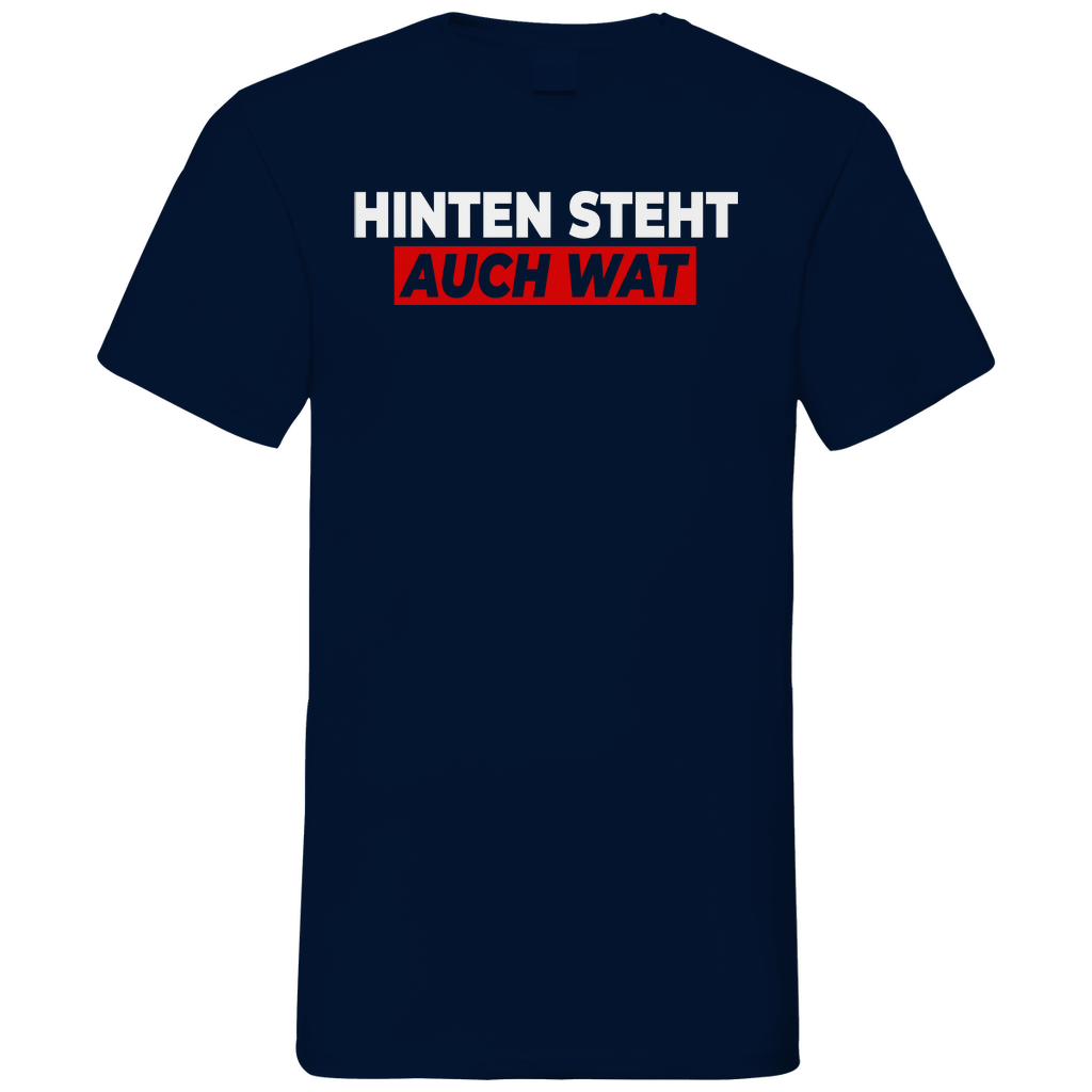 Hinten steht auch wat - Beidseitiger Druck - Herren V-Neck Shirt Navy