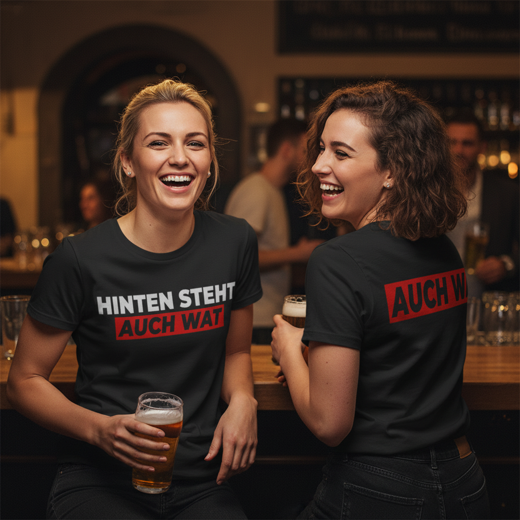 Hinten steht auch wat - Beidseitiger Druck - Damenshirt