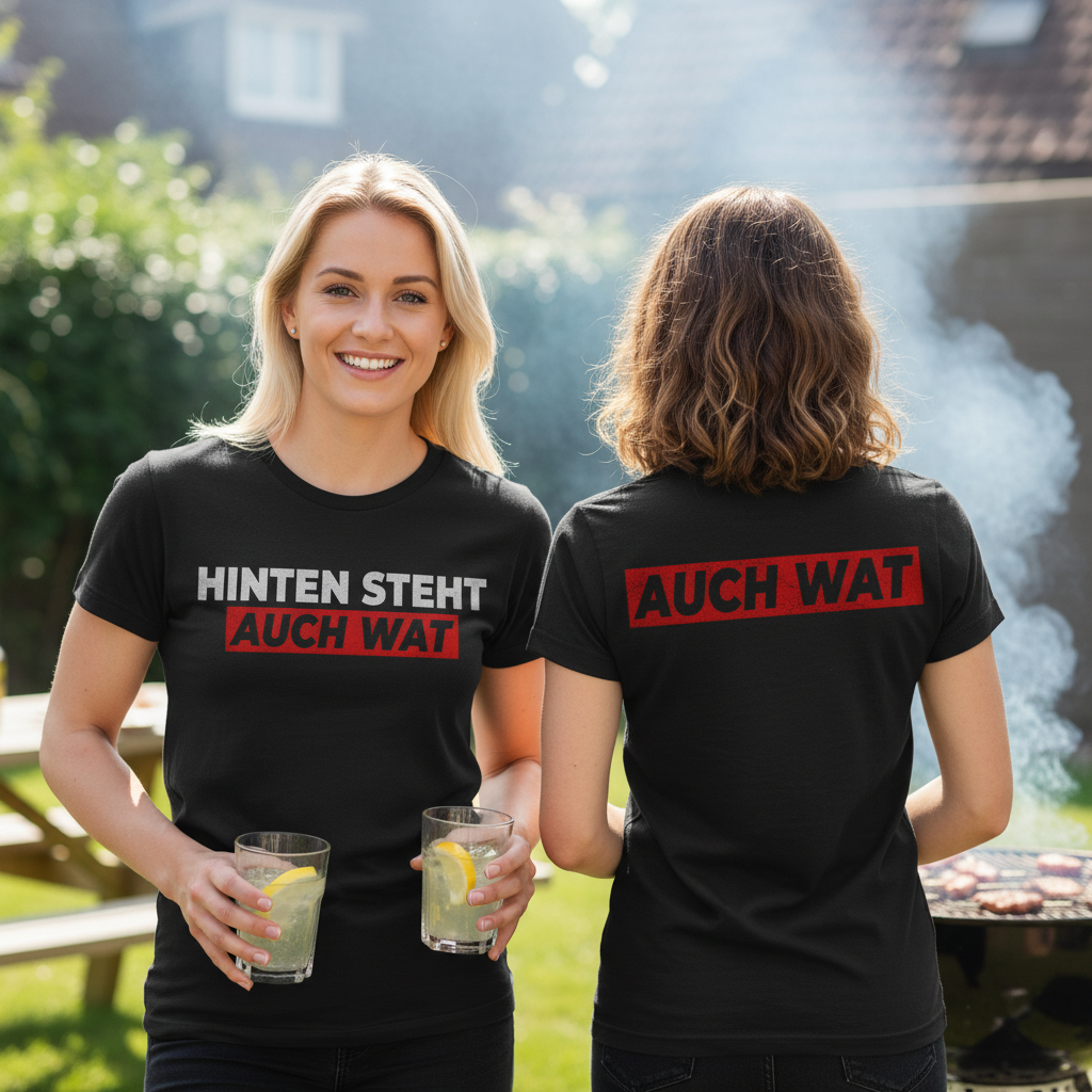 Hinten steht auch wat - Beidseitiger Druck - Damenshirt