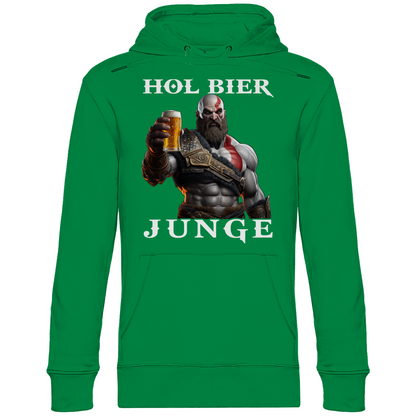 Kratos God of War hol Bier Junge - Unisex Hoodie Kelly Green