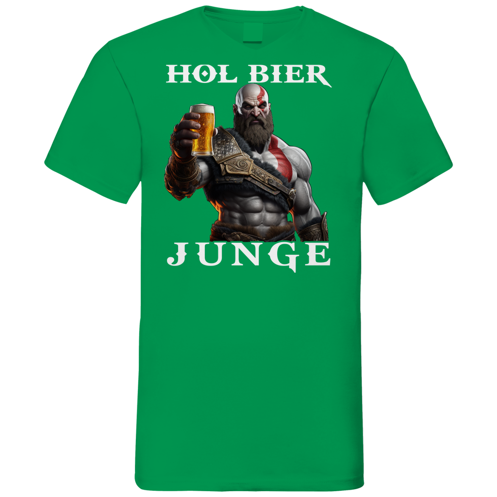 Kratos God of War hol Bier Junge - Herren V-Neck Shirt Kelly Green