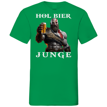 Kratos God of War hol Bier Junge - Herren V-Neck Shirt Kelly Green