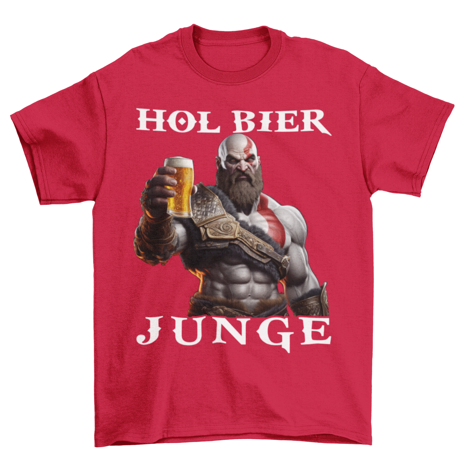 Kratos God of War hol Bier Junge - Herren Shirt Red