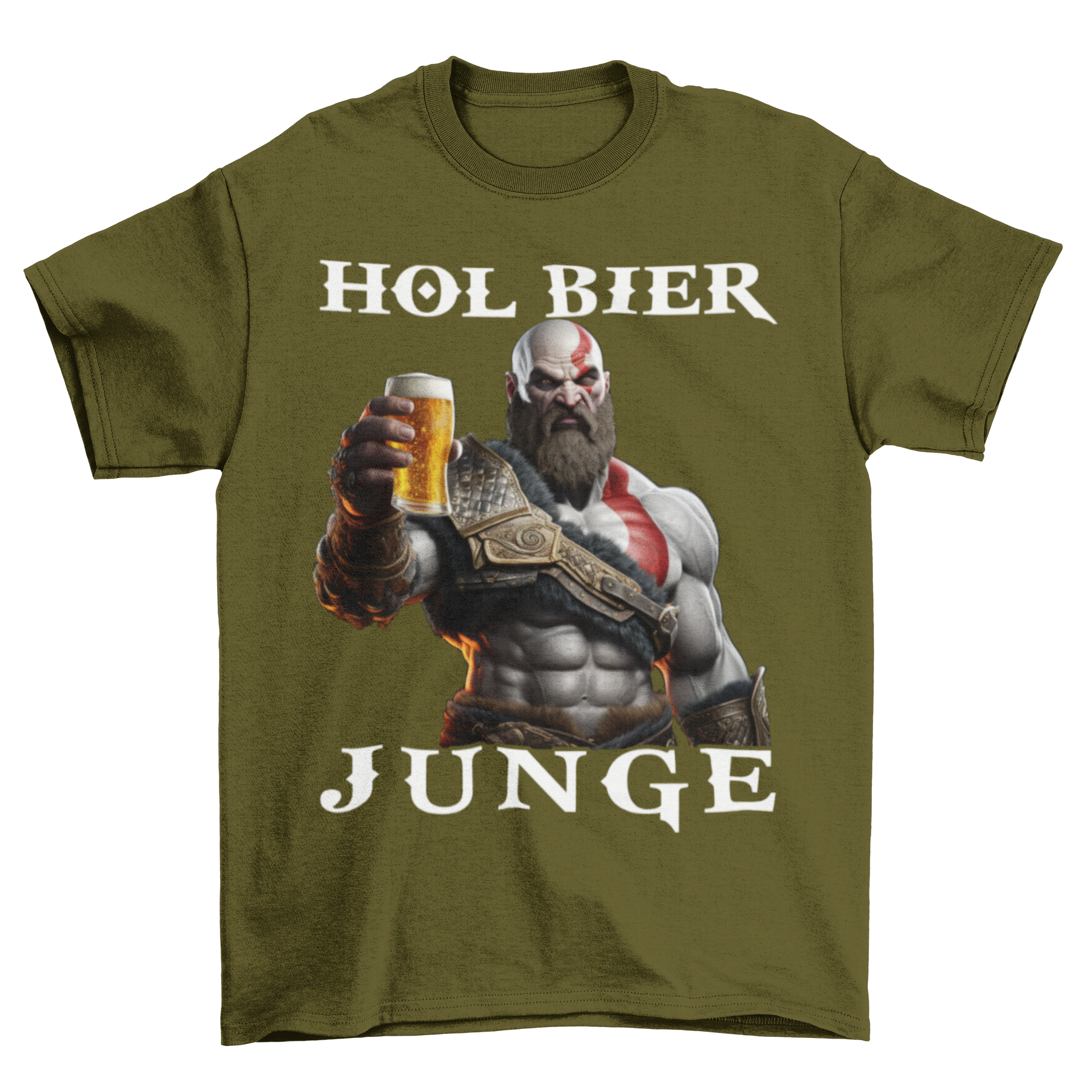 Kratos God of War hol Bier Junge - Herren Shirt Urban Khaki
