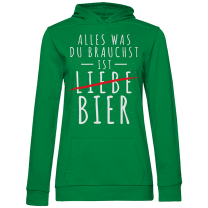 Alles was du brauchst ist Bier - Damen Hoodie Kelly Green
