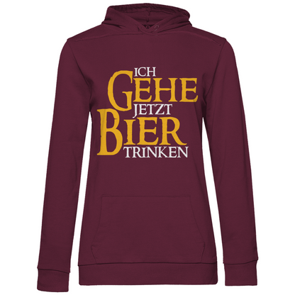 Ich gehe jetzt Bier trinken HDR - Beidseitiger Druck - Damen Hoodie Wine