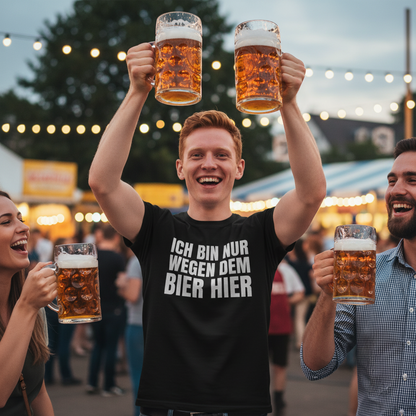 Ich bin nur wegen dem Bier hier - Herren Shirt