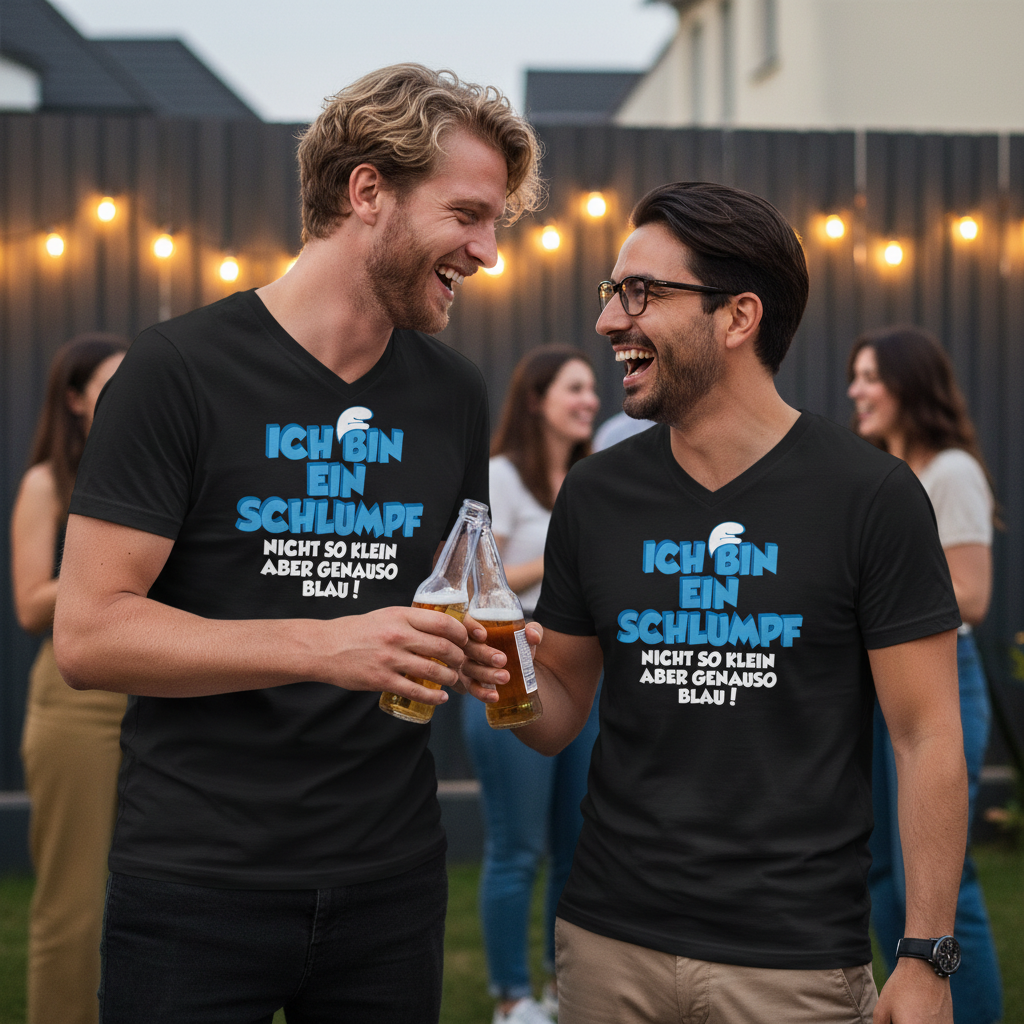 Ich bin ein Schlumpf nicht so klein aber genauso blau - Herren V-Neck Shirt