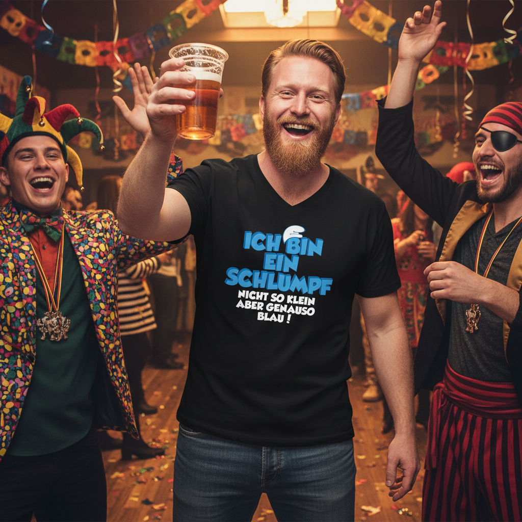 Ich bin ein Schlumpf nicht so klein aber genauso blau - Herren V-Neck Shirt
