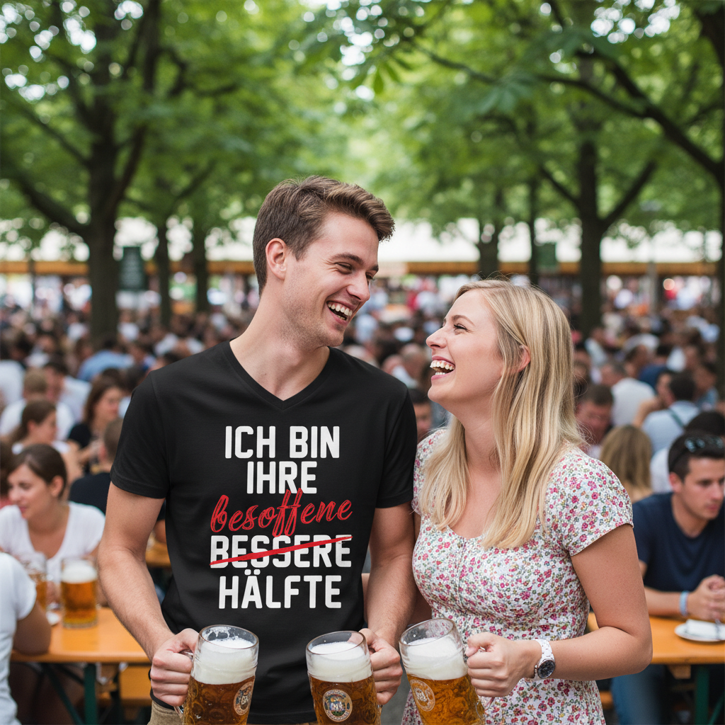 Ich bin ihre besoffene Hälfte - Herren V-Neck Shirt