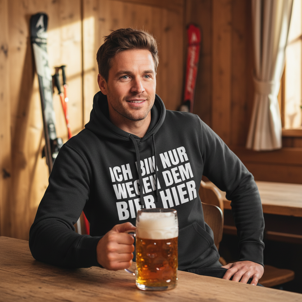 Ich bin nur wegen dem Bier hier - Unisex Hoodie