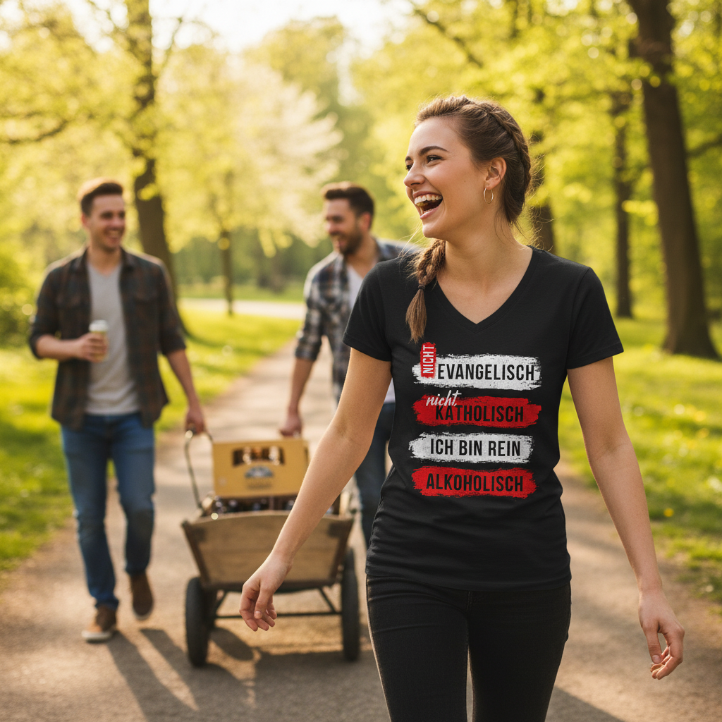 Ich bin rein Alkoholisch - V-Neck Damenshirt