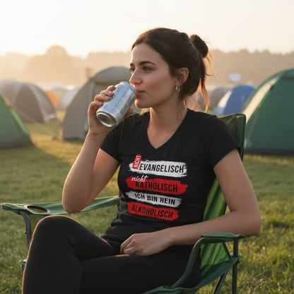Ich bin rein Alkoholisch - V-Neck Damenshirt