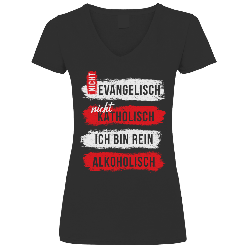 Ich bin rein Alkoholisch - V-Neck Damenshirt Black