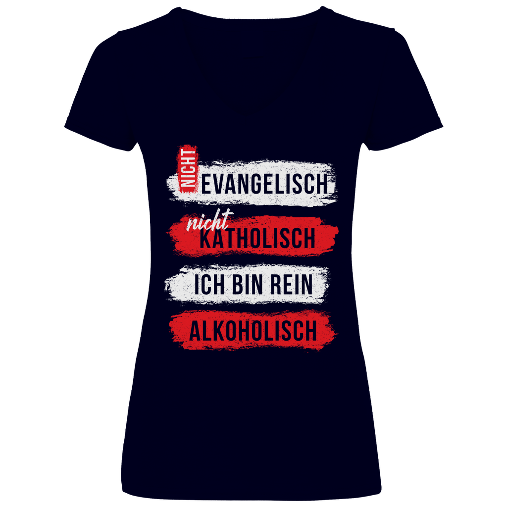 Ich bin rein Alkoholisch - V-Neck Damenshirt Deep Navy