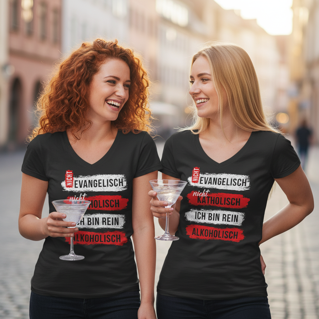 Ich bin rein Alkoholisch - V-Neck Damenshirt