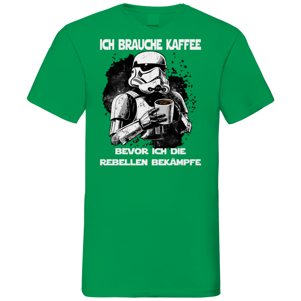 Ich brauche Kaffee - Stormtrooper - Herren V-Neck Shirt Kelly Green
