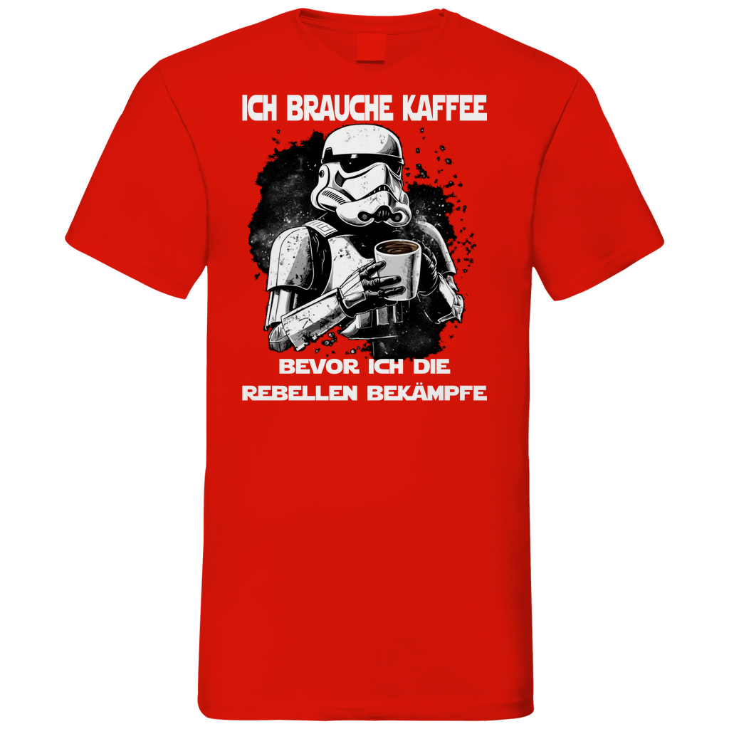 Ich brauche Kaffee - Stormtrooper - Herren V-Neck Shirt Red