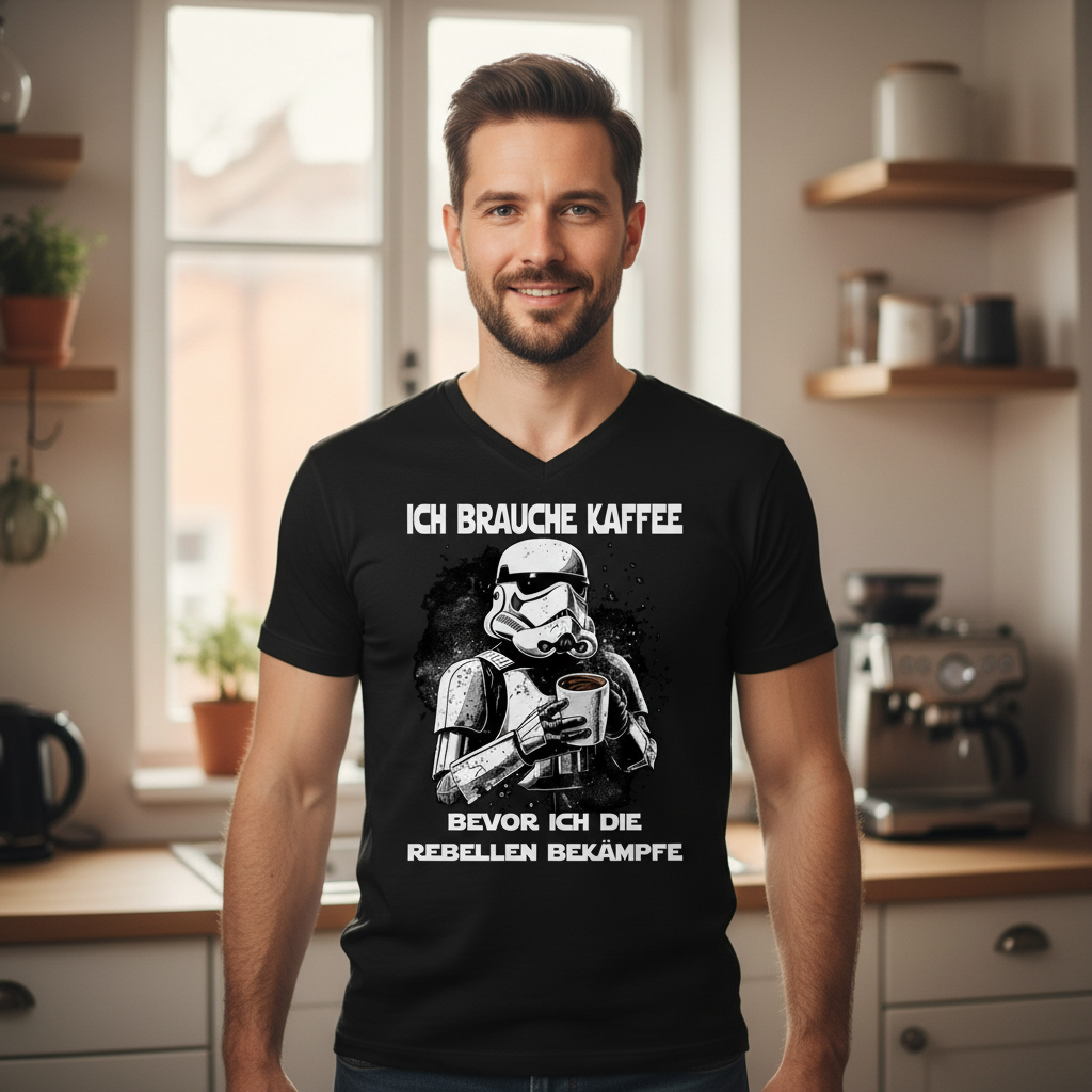 Ich brauche Kaffee - Stormtrooper - Herren V-Neck Shirt
