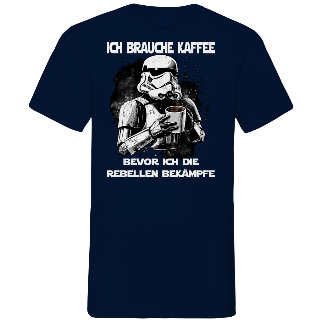 Ich brauche Kaffee - Stormtrooper - Herren V-Neck Shirt Navy