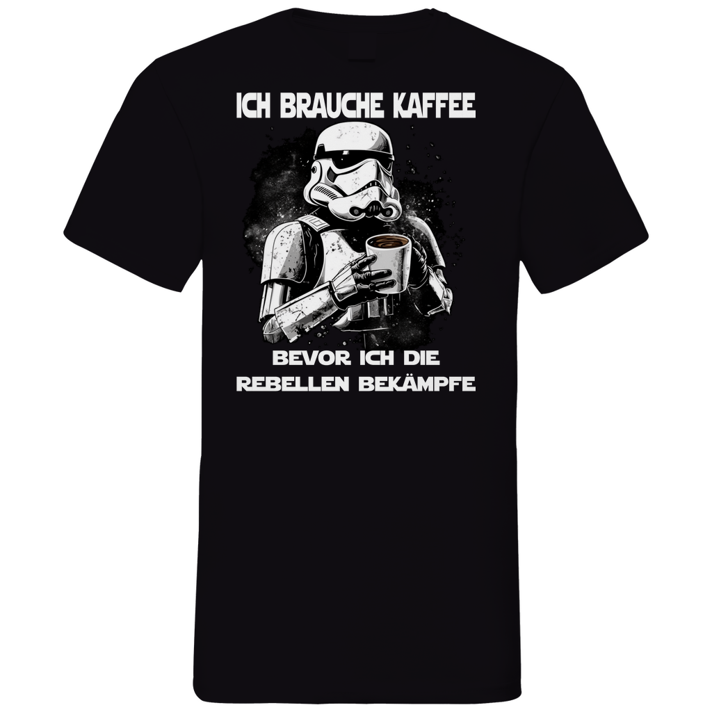 Ich brauche Kaffee - Stormtrooper - Herren V-Neck Shirt Black