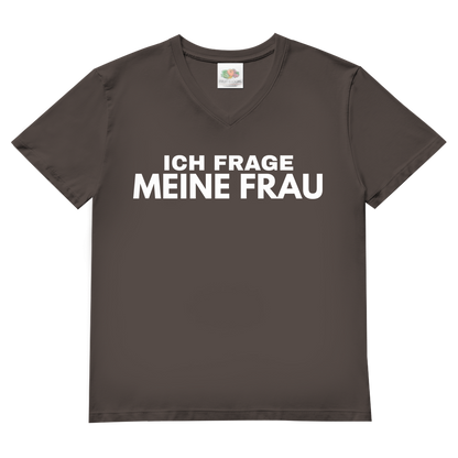 Ich frage meine Frau - Herren V-Neck T-Shirt Light Graphite Solid