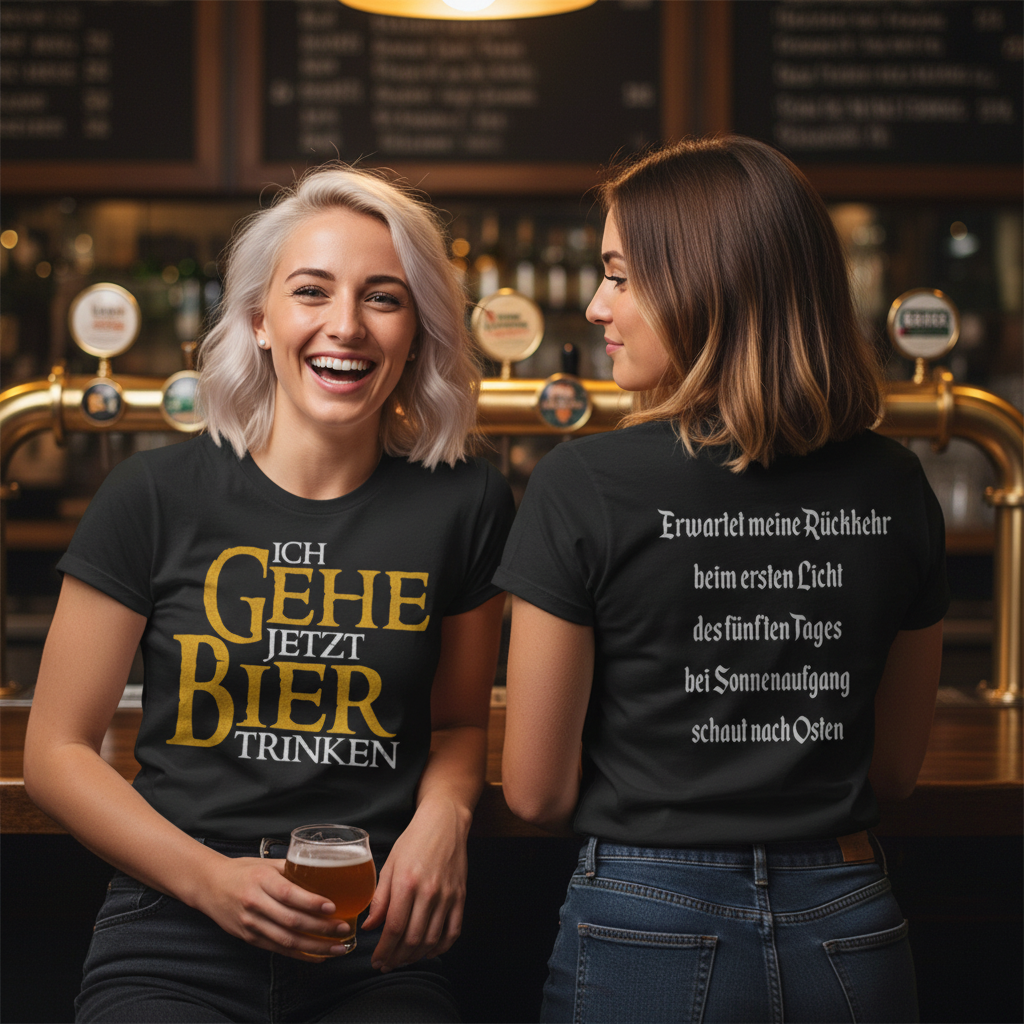 Ich gehe jetzt Bier trinken HDR - Beidseitiger Druck - Damenshirt