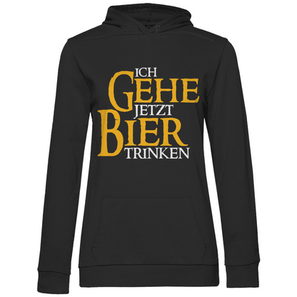 Ich gehe jetzt Bier trinken HDR - Beidseitiger Druck - Damen Hoodie Black