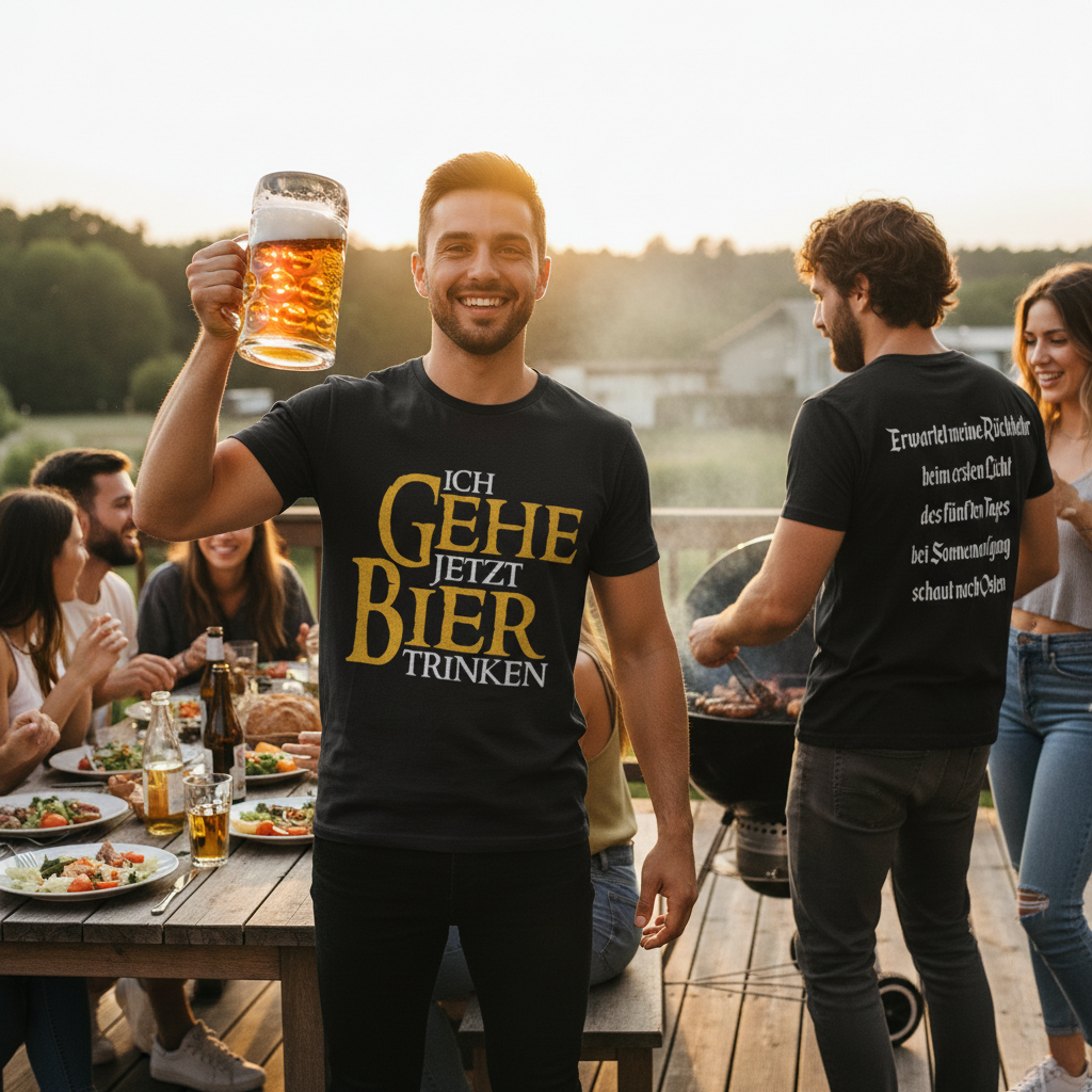 Ich Gehe Jetzt Bier Trinken T-Shirt Herren - lustiges Bier Shirt doppelseitig bedruckt