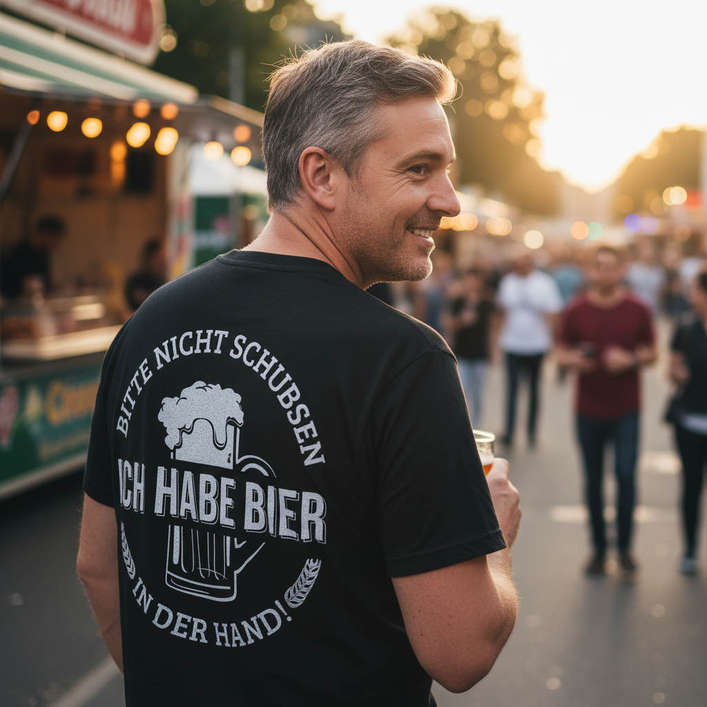 Bitte nicht schubsen ich habe Bier in der Hand - Herren Shirt