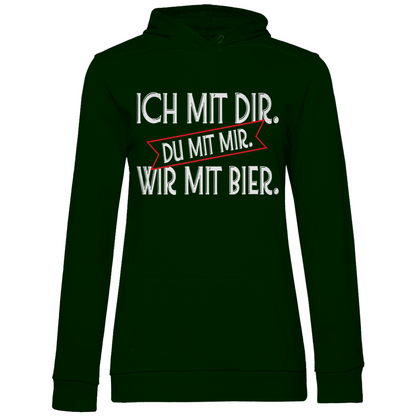 Ich mit dir. Du mit mir. Wir mit Bier. - Damen Hoodie Forest Green