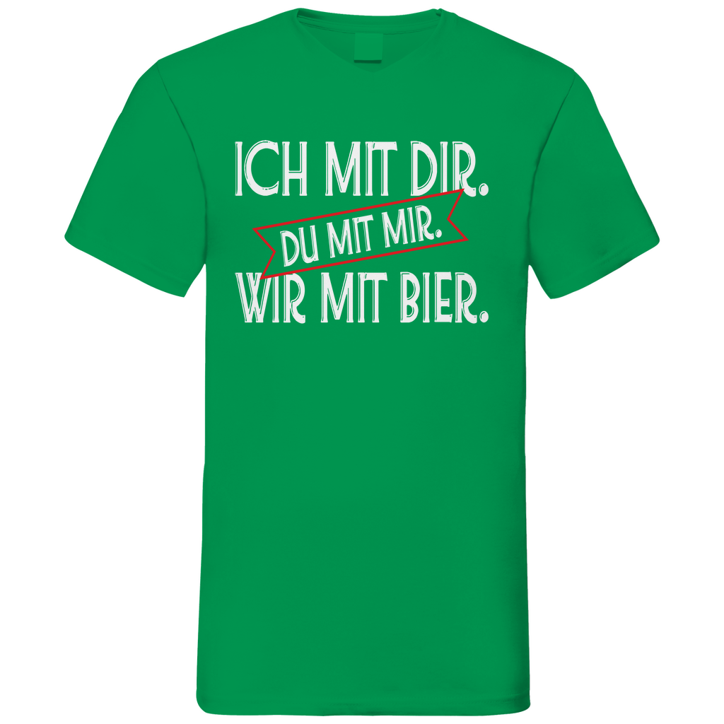Ich mit dir. Du mit mir. Wir mit Bier. - Herren V-Neck Shirt Kelly Green