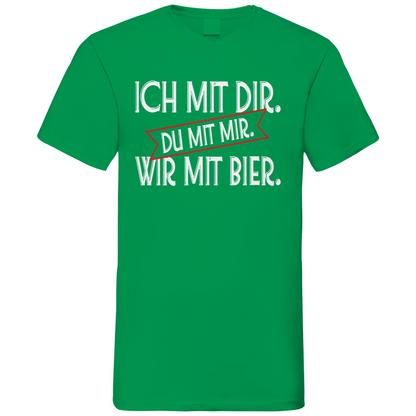 Ich mit dir. Du mit mir. Wir mit Bier. - Herren V-Neck Shirt Kelly Green