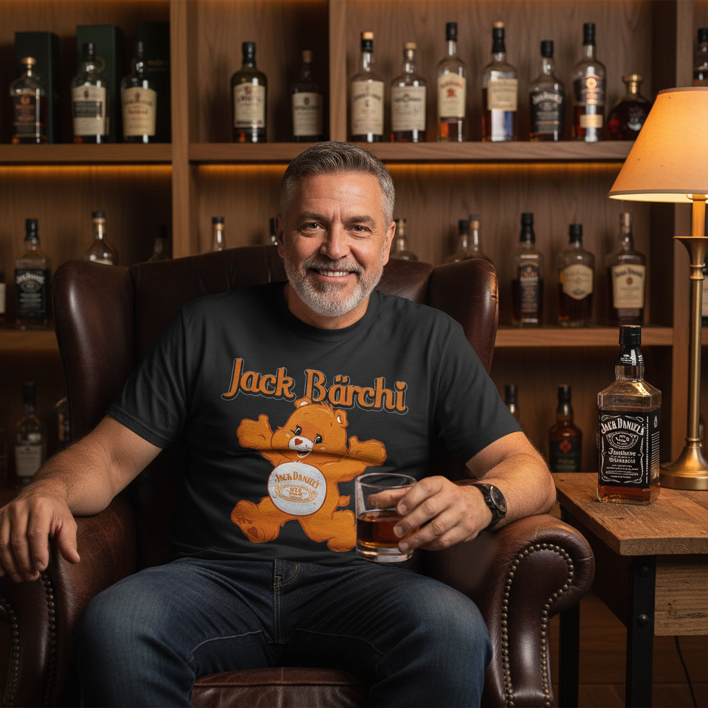 Jack Bärchi Whisky Shirt im Ledersessel, private Bourbon-Sammlung und Feierabend-Genuss