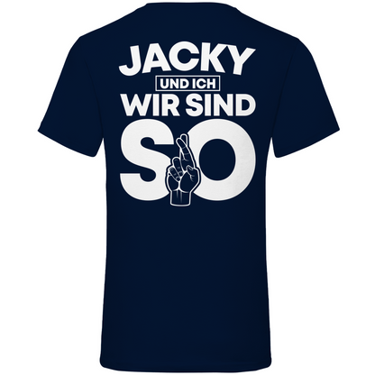 Jacky und ich wir sind so Jack Daniels - Herren V-Neck Shirt Navy