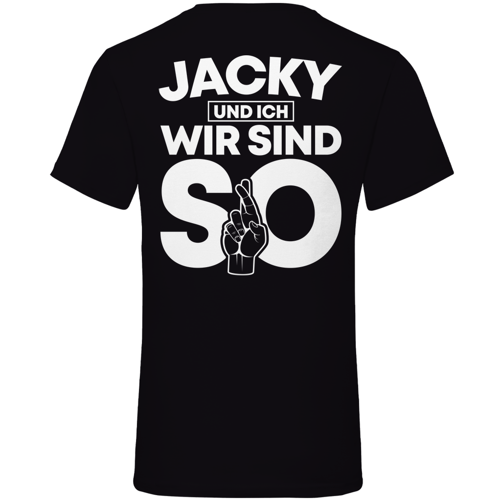 Jacky und ich wir sind so Jack Daniels - Herren V-Neck Shirt Black