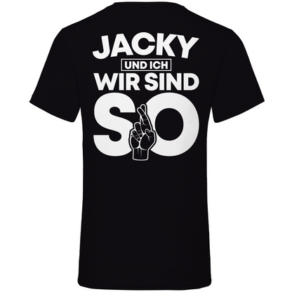Jacky und ich wir sind so Jack Daniels - Herren V-Neck Shirt Black