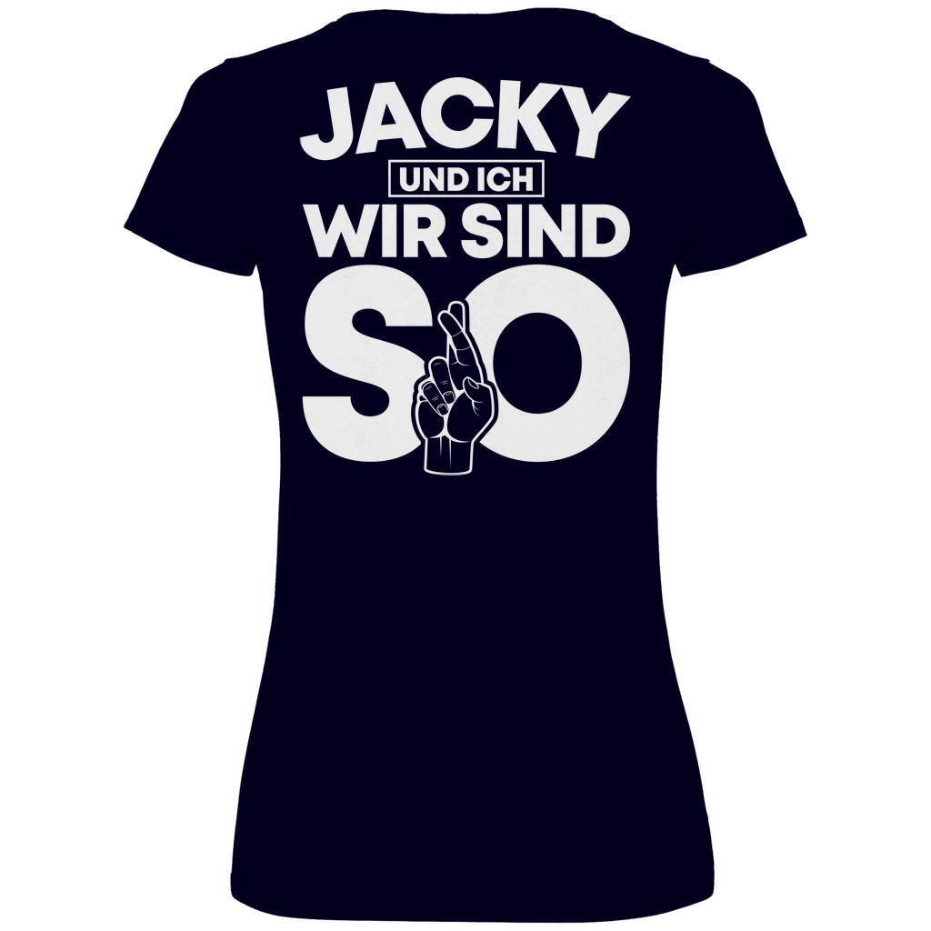 Jacky und ich wir sind so Jack Daniels - V-Neck Damenshirt Deep Navy