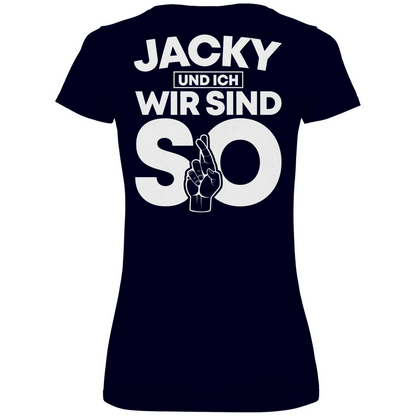 Jacky und ich wir sind so Jack Daniels - V-Neck Damenshirt Deep Navy