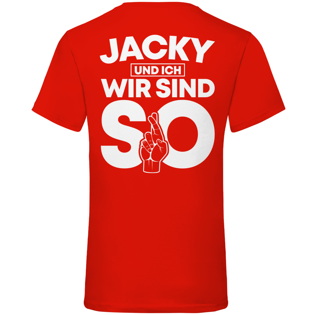 Jacky und ich wir sind so Jack Daniels - Herren V-Neck Shirt Red
