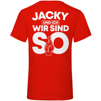 Jacky und ich wir sind so Jack Daniels - Herren V-Neck Shirt Red