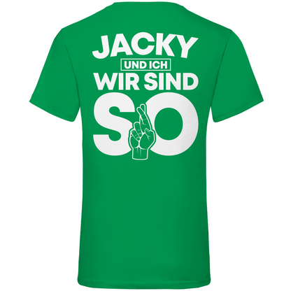 Jacky und ich wir sind so Jack Daniels - Herren V-Neck Shirt Kelly Green